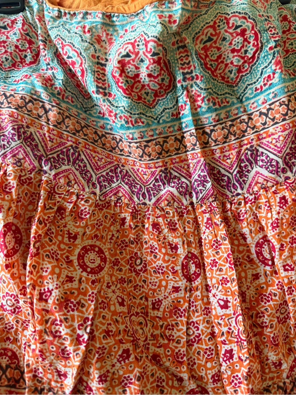 Ralph Lauren Bohemian Orange & Pink Printed Maxi Skirt - Picture 2 of 7
